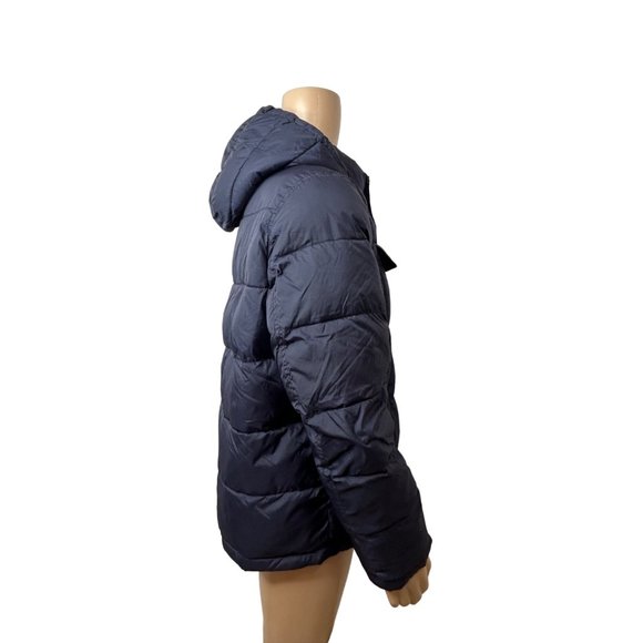Tommy Hilfiger Men’s Puffer Jacket L Navy Blue Quilted Hooded Zip & Snaps Winter - Picture 4 of 16